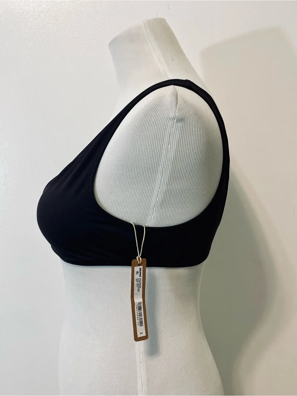 NWT Skims Signature Swim Plunge Bikini Top Black Size L